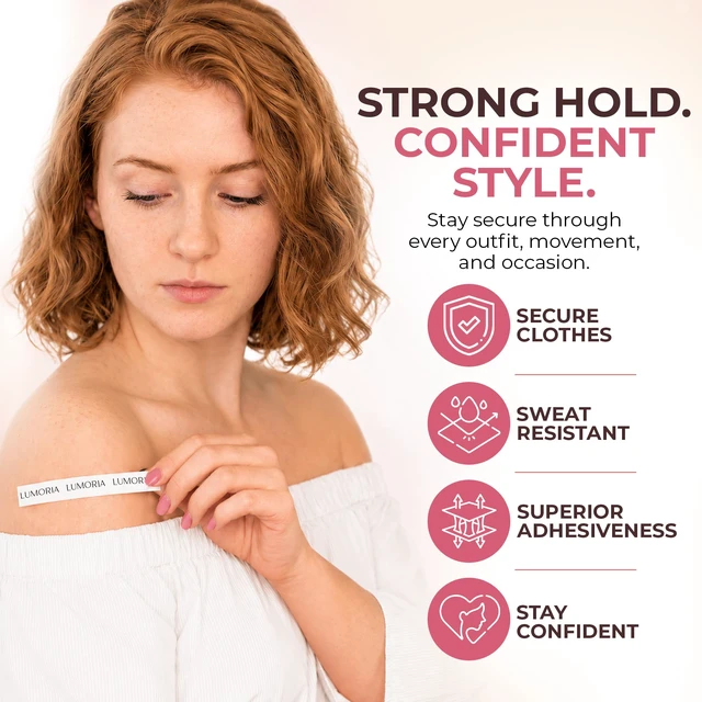 Alt view image 5 of 7 - Double Sided Body for Clothes (60 Pack) - Fashion & Fabric Adhesive, Perfect for Dress or Hem Support, Clear Body Tape for Skin, No-Residue & Strong Hold
