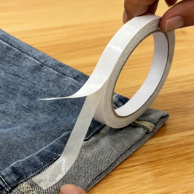 Main image of Double Sided Tape for Clothes, 1/2 Inch x 40 FT, Hem Tape for Pants | Hemming Tape, No Sewing, No Ironing, Strong Adhesive, For Pants Dress Curtains Jeans Clothing Fabric Arts