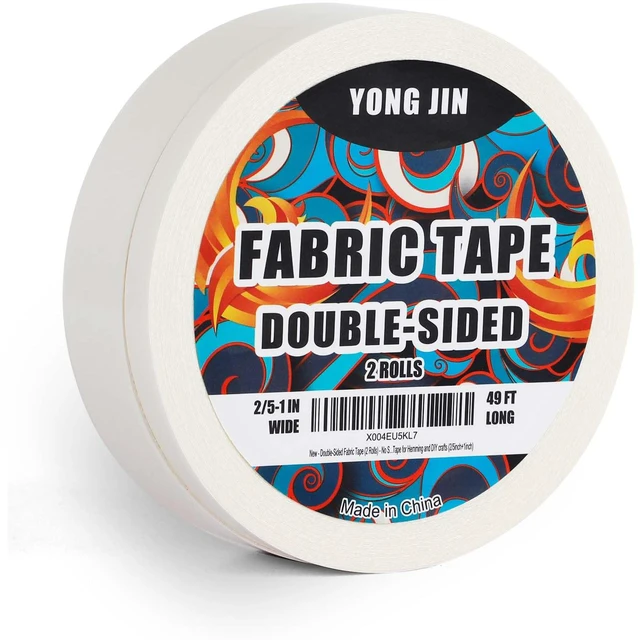 Main image of Double-Sided Fabric Tape,Hem Tape No Sew No Iron, 2/5"+1" (2 Rolls) | No Sewing or Ironing Required, Quick Clothing Repairs, Fabric Bonding, Adhesive Cloth Tape for Hemming and DIY Crafts