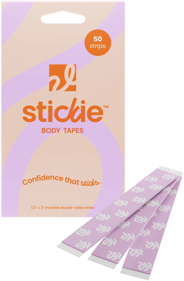 Main image of Body Tape - Double Sided Fashion Tape for Women, Clothing & Body (50 Strips) | Clear Invisible Fabric Tape for Dresses, Strapless & Low-Cut Styles | Medical-Grade, All-Day Hold, Hypoallergenic