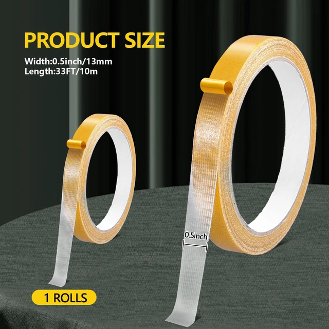 Alt view image 2 of 7 - Double Sided Fabric Tape Heavy Duty for Hem, Fashion Dress, Cloth, Curtains, High Adhesive Sticky but Removable and Residue free, No Sewing or Ironing need, Multipurpose, 0.5 in x 33FT/10m (1)
