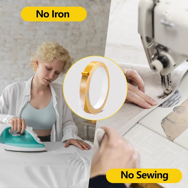 Alt view image 4 of 7 - Double Sided Fabric Tape Heavy Duty for Hem, Fashion Dress, Cloth, Curtains, High Adhesive Sticky but Removable and Residue free, No Sewing or Ironing need, Multipurpose, 0.5 in x 33FT/10m (1)