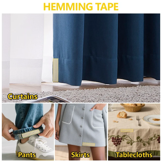 Alt view image 5 of 7 - Double Sided Fabric Tape Heavy Duty for Hem, Fashion Dress, Cloth, Curtains, High Adhesive Sticky but Removable and Residue free, No Sewing or Ironing need, Multipurpose, 0.5 in x 33FT/10m (1)