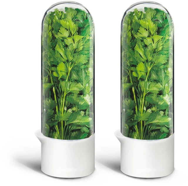 Main image of Herb Keeper for Refrigerator, Herb Saver for Refrigerator, Cilantro Container, Vegetable Preservation Bottle for Cilantro, Mint, Parsley, Asparagus, Keeps Greens Fresh for 2-3 Weeks (2PCS)
