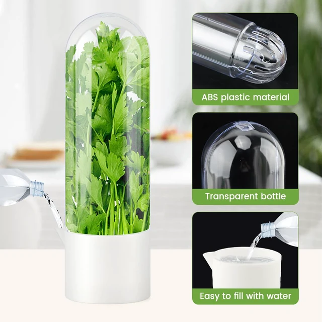 Alt view image 5 of 7 - Herb Saver for Refrigerator With Herb Stem Stripping Tool | Herb Keeper & Cilantro Container,Vegetable Preservation Bottle for Cilantro ,Parsley,Mint,Keeps Greens for 2-3 Weeks