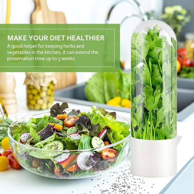 Alt view image 4 of 7 - Herb Saver for Refrigerator With Herb Stem Stripping Tool | Herb Keeper & Cilantro Container,Vegetable Preservation Bottle for Cilantro ,Parsley,Mint,Keeps Greens for 2-3 Weeks