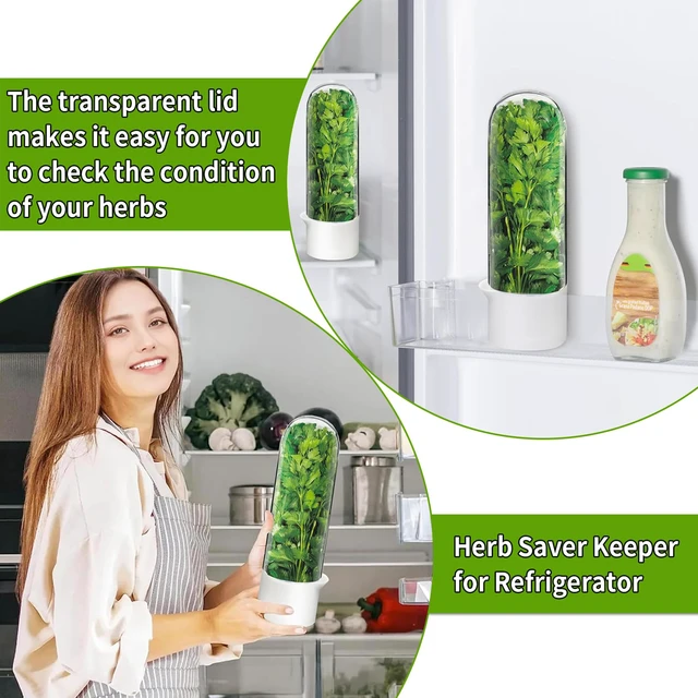 Alt view image 5 of 7 - Herb Saver for Refrigerator - Herb Keeper & Cilantro Container for Fridge | Vegetable Preservation Storage Container for Cilantro, Basil, Asparagus | Extends Freshness Up to 2-3 Weeks