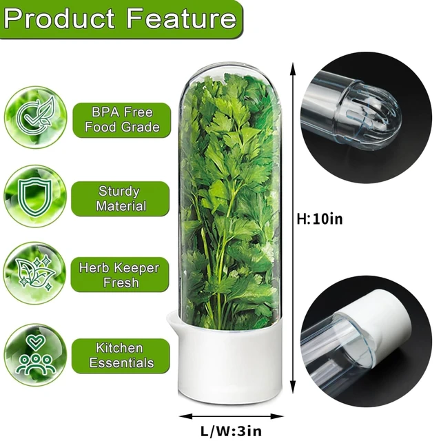 Alt view image 6 of 7 - Herb Saver for Refrigerator - Herb Keeper & Cilantro Container for Fridge | Vegetable Preservation Storage Container for Cilantro, Basil, Asparagus | Extends Freshness Up to 2-3 Weeks