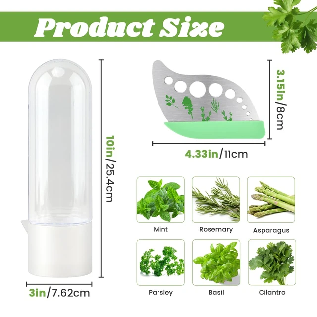 Alt view image 2 of 7 - Herb Saver for Refrigerator With Herb Stem Stripping Tool | Herb Keeper & Cilantro Container,Vegetable Preservation Bottle for Cilantro ,Parsley,Mint,Keeps Greens for 2-3 Weeks
