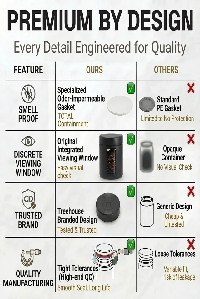 Alt view image 4 of 7 - Smell Proof Containers (120mL), Jars with Airtight Lids for Herbs, Spices, Coffee and Tea, Air Tight Glass Storage Jars with UV Protection Glass, (Set of 2) (Matte Black)
