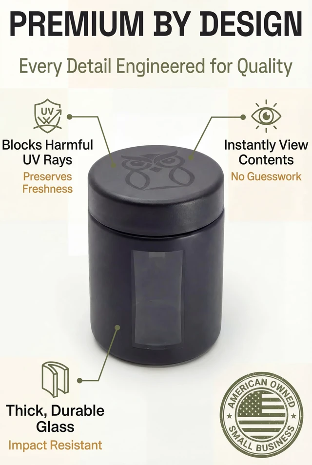 Alt view image 7 of 7 - Smell Proof Containers (120mL), Jars with Airtight Lids for Herbs, Spices, Coffee and Tea, Air Tight Glass Storage Jars with UV Protection Glass, (Set of 2) (Matte Black)