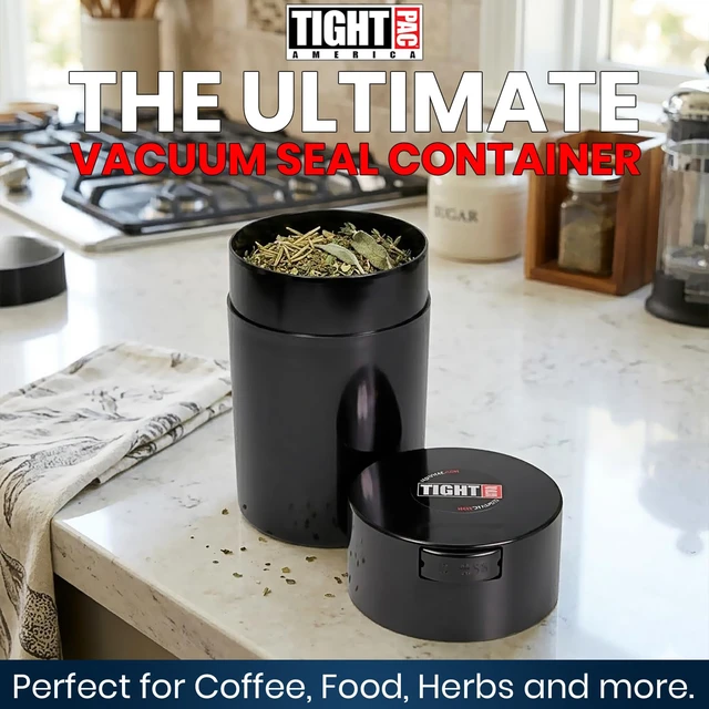 Alt view image 2 of 7 - 1 to 6 oz Patented Vacuum Sealed Airtight Storage Container, Black | Multi-use Vacuum Container Works as Smell Proof Containers for Herbs and Dry Goods, NSF Food-Grade, Portable, Travel-Ready