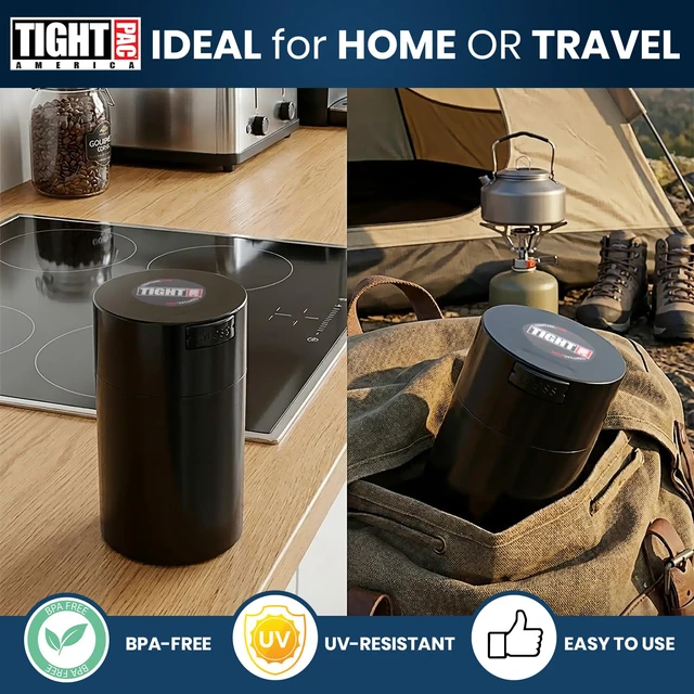 Alt view image 5 of 7 - 1 to 6 oz Patented Vacuum Sealed Airtight Storage Container, Black | Multi-use Vacuum Container Works as Smell Proof Containers for Herbs and Dry Goods, NSF Food-Grade, Portable, Travel-Ready