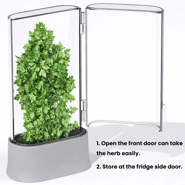 Alt view image 5 of 7 - Herb Keeper for Refrigerator, Fresh Herb Saver Herb Storage Containers, Cilantro Container for Fridge Asparagus Container, Dishwasher Safe