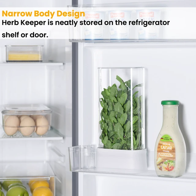 Alt view image 2 of 7 - Herb Keeper for Refrigerator, Fresh Herb Saver Herb Storage Containers, Cilantro Container for Fridge Asparagus Container, Dishwasher Safe