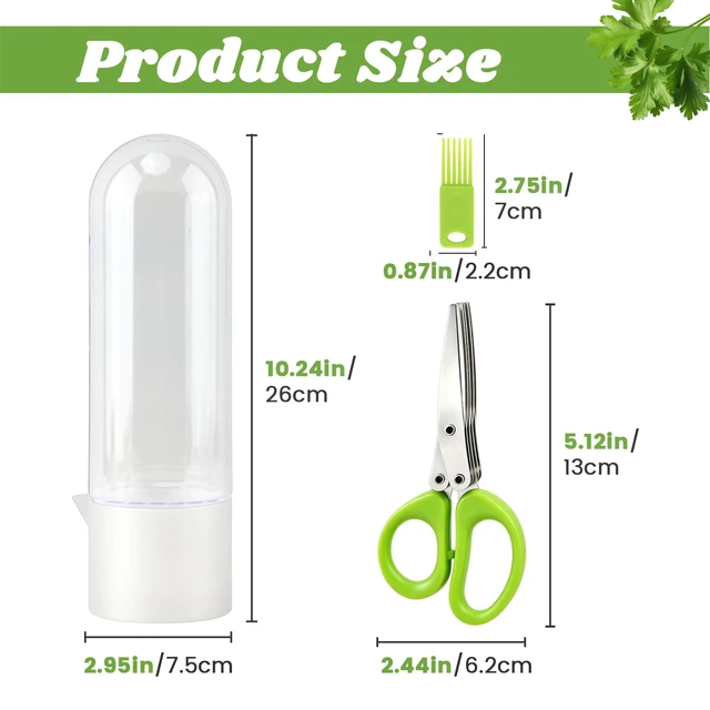 Alt view image 2 of 7 - 2 Pack Herb Saver for Refrigerator with 5-Blade Herb Scissors | Fresh Herb Keeper Clear Preservation Bottle Cilantro Storage Container for Herbs Asparagus Mint Parsley Extends Freshness