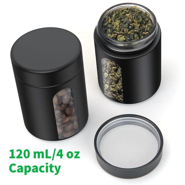 Alt view image 4 of 6 - Glass Storage Jar (4 oz), 2 Pack Premium Food Grade Visual Container with Child Resistant Cap, Small Waterproof Bottle Multipurpose Container for Coffee Beans Nuts Teas Spices(120ml)
