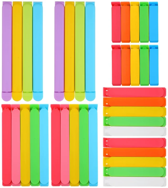 Main image of 38Pcs 4 Sizes Colorful Chip Clips for Food Bag, Kitchen Essentials Gadgets | 2.3/3.5/5/6.3in, Handles Everything From Tiny to Large Bags, Good Sealing for Spice, Snacks, Coffee, Bread, Cookies Storage