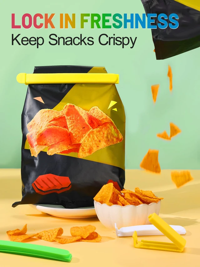 Alt view image 2 of 7 - 38Pcs 4 Sizes Colorful Chip Clips for Food Bag, Kitchen Essentials Gadgets | 2.3/3.5/5/6.3in, Handles Everything From Tiny to Large Bags, Good Sealing for Spice, Snacks, Coffee, Bread, Cookies Storage