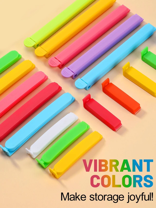 Alt view image 3 of 7 - 38Pcs 4 Sizes Colorful Chip Clips for Food Bag, Kitchen Essentials Gadgets | 2.3/3.5/5/6.3in, Handles Everything From Tiny to Large Bags, Good Sealing for Spice, Snacks, Coffee, Bread, Cookies Storage