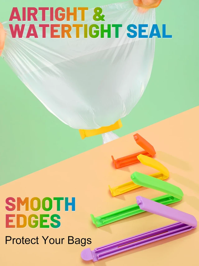 Alt view image 6 of 7 - 38Pcs 4 Sizes Colorful Chip Clips for Food Bag, Kitchen Essentials Gadgets | 2.3/3.5/5/6.3in, Handles Everything From Tiny to Large Bags, Good Sealing for Spice, Snacks, Coffee, Bread, Cookies Storage