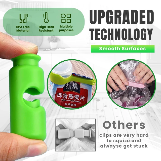Alt view image 6 of 7 - Bag Sealer Clips- Mix Pack: 12 Multisize Clips, 4 Squeeze-and-Lock for Bread Bags, 2 with Pour Spouts for Airtight Freshness and Spill-Free Storage