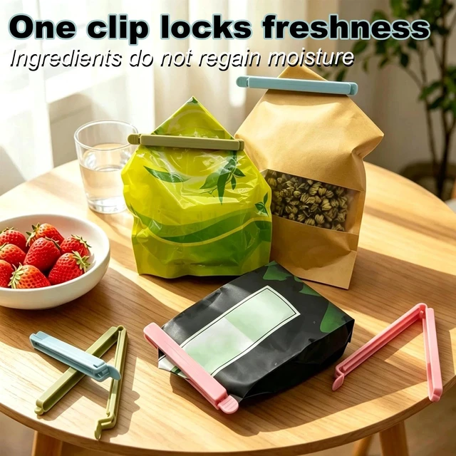 Alt view image 4 of 5 - 40 PCS 2 Sizes Plastic Chip Clips, Sealing Bag Clips for Food Storage | 4.72 In And 6.1 In Each Have 10, 5 Blue, 5 Green, 5 Pink, Food Grade Thickened Native Plastic, Flour, Snacks, Tea, Seasonings