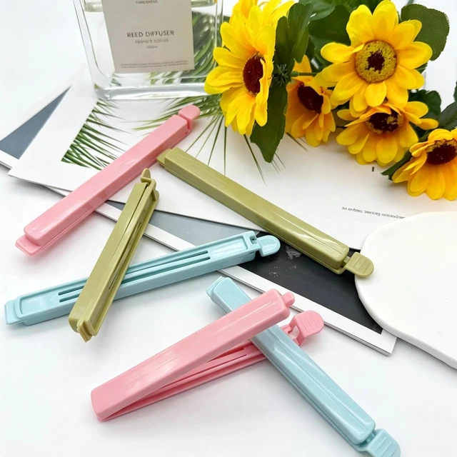 Alt view image 5 of 5 - 40 PCS 2 Sizes Plastic Chip Clips, Sealing Bag Clips for Food Storage | 4.72 In And 6.1 In Each Have 10, 5 Blue, 5 Green, 5 Pink, Food Grade Thickened Native Plastic, Flour, Snacks, Tea, Seasonings