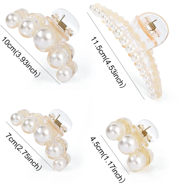 Alt view image 2 of 7 - 4 PCS Large Pearl Hair Claw Clips for Women and Girls, Non-Slip Hair Barrettes for Thick and Thin Hair, Elegant Hair Accessories for Weddings, Parties, and Daily Styling