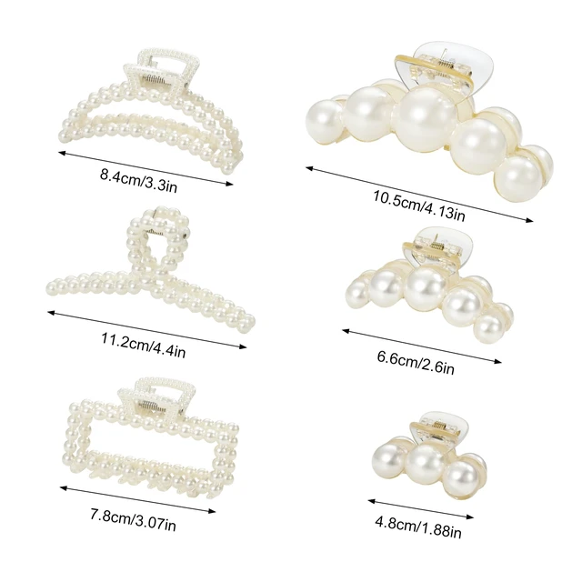Alt view image 4 of 6 - 6 PCS Pearl Hair Clips for Women Pearl Claw Clip for Hair | Large Hair Clip Pearl for Thin Thick Curly Hair Styling Strong Hold Nonslip Hair Accessories for Bridal Wedding
