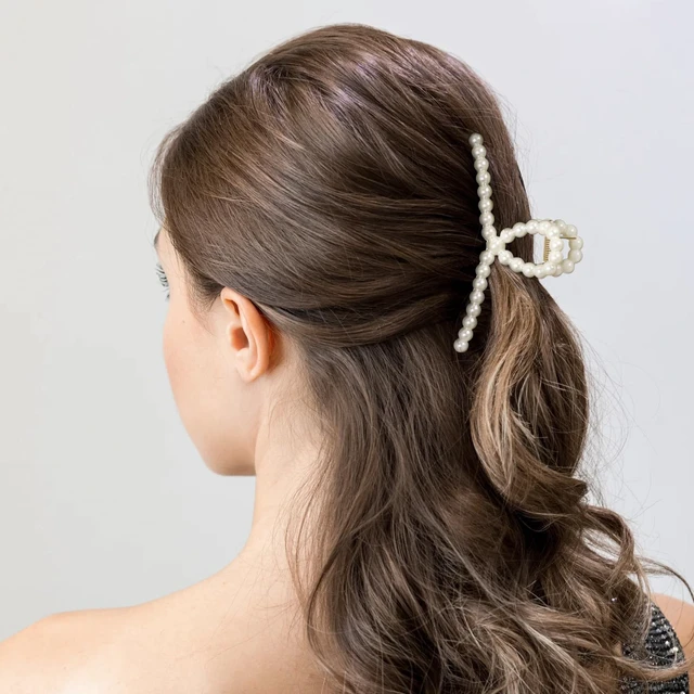 Alt view image 6 of 6 - 6 PCS Pearl Hair Clips for Women Pearl Claw Clip for Hair | Large Hair Clip Pearl for Thin Thick Curly Hair Styling Strong Hold Nonslip Hair Accessories for Bridal Wedding