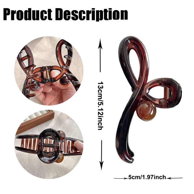 Alt view image 2 of 7 - Brown Bowknot Hair Claw Clips for Women 1PCS Acrylic Large Hair Clips with Pearl Design Strong Hold Ribbon Bows Shape Shark Clamp Clips for Thick/Thin Hairs No-slips Hair Jaw Clip for Daily Hair Decor
