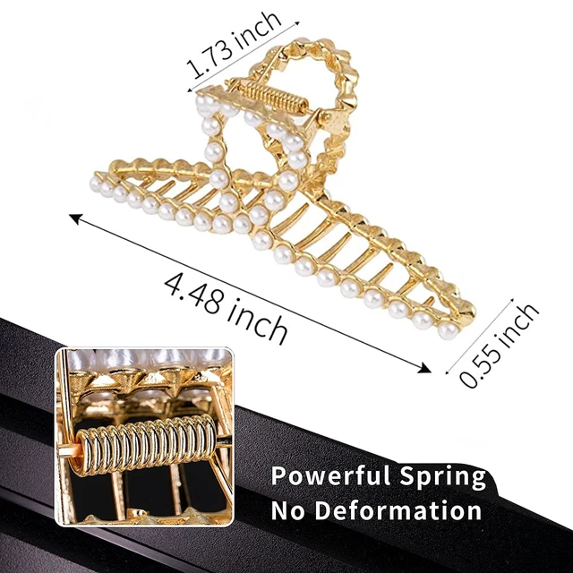 Alt view image 2 of 7 - Hair Claw, Pearl Hair Clip, Strong Hold Hair Jaw Clips for Thick Hair, Fashion Hair Clips Accessories Gift for Women Girls Daughter Girlfriend
