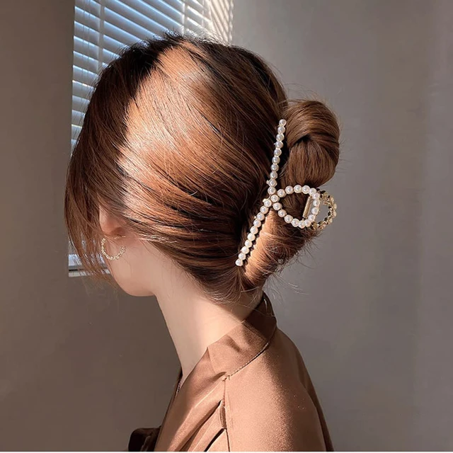 Alt view image 6 of 7 - Hair Claw, Pearl Hair Clip, Strong Hold Hair Jaw Clips for Thick Hair, Fashion Hair Clips Accessories Gift for Women Girls Daughter Girlfriend