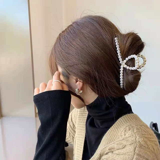 Alt view image 7 of 7 - Hair Claw, Pearl Hair Clip, Strong Hold Hair Jaw Clips for Thick Hair, Fashion Hair Clips Accessories Gift for Women Girls Daughter Girlfriend