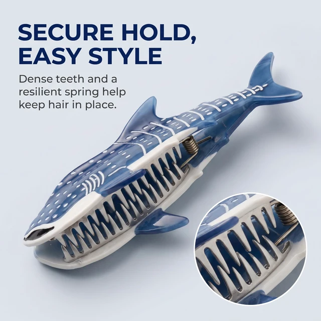 Alt view image 4 of 7 - Blue Shark Whale Claw Clips, Whale Shark Hair Clip Hair Clips, Animal Shape Hair Jaw Clips, Hair Jaw Barrettes Hair Styling Accessories Barrettes Hair Accessories