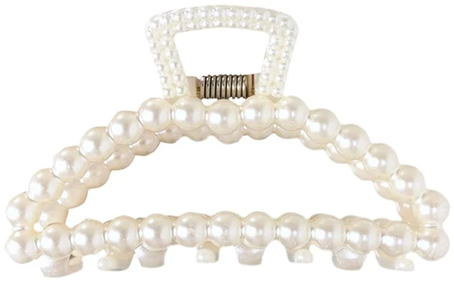 Main image of White Pearl Large Hair Clip for Thick Hair, Girls Hair Clips Claw, Big Hair Clips Hair Claws Hair Claws for Thin Hair, Faux Pearl, Clips and Barrettes