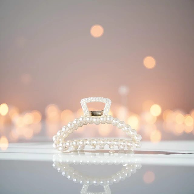 Alt view image 4 of 7 - White Pearl Large Hair Clip for Thick Hair, Girls Hair Clips Claw, Big Hair Clips Hair Claws Hair Claws for Thin Hair, Faux Pearl, Clips and Barrettes