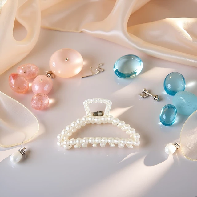 Alt view image 7 of 7 - White Pearl Large Hair Clip for Thick Hair, Girls Hair Clips Claw, Big Hair Clips Hair Claws Hair Claws for Thin Hair, Faux Pearl, Clips and Barrettes