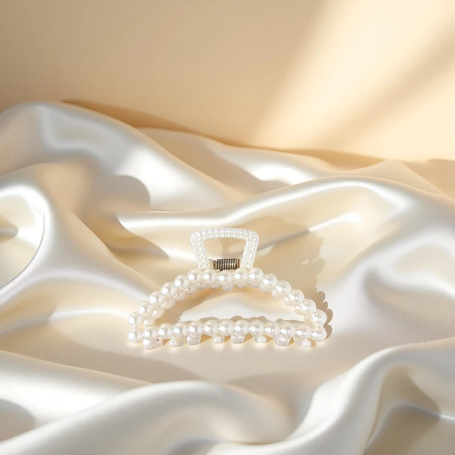 Alt view image 6 of 7 - White Pearl Large Hair Clip for Thick Hair, Girls Hair Clips Claw, Big Hair Clips Hair Claws Hair Claws for Thin Hair, Faux Pearl, Clips and Barrettes