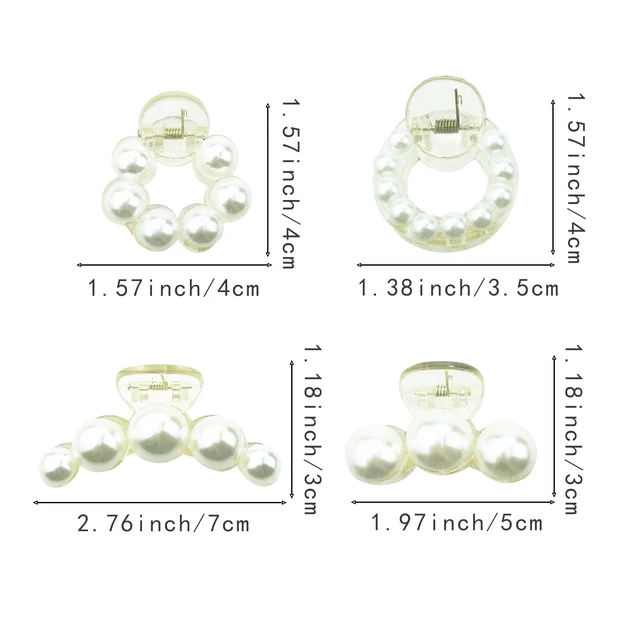 Alt view image 2 of 7 - 4PCS Mini Pearl Hair Claw Clips,Pearl Hair Claw Horsetail Clips Fashion Hair Accessories for Women and Girls Strong Hold Nonslip