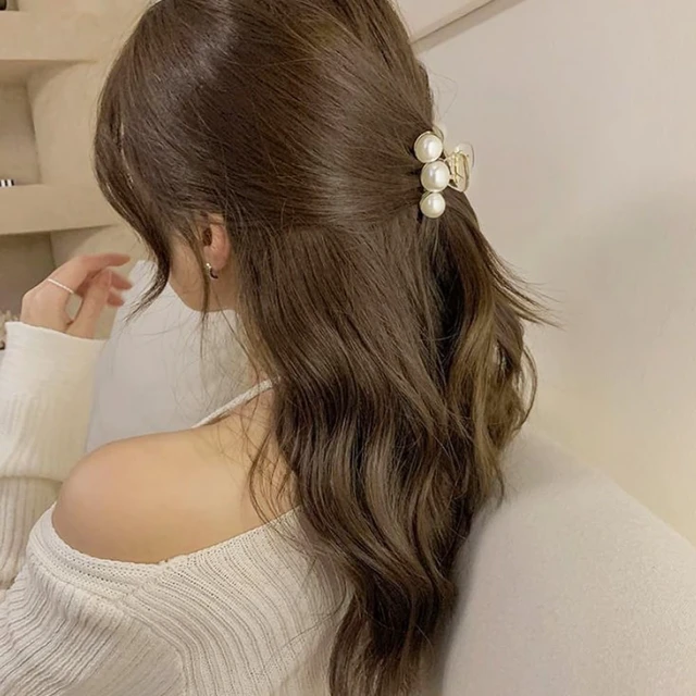 Alt view image 3 of 7 - 4PCS Mini Pearl Hair Claw Clips,Pearl Hair Claw Horsetail Clips Fashion Hair Accessories for Women and Girls Strong Hold Nonslip