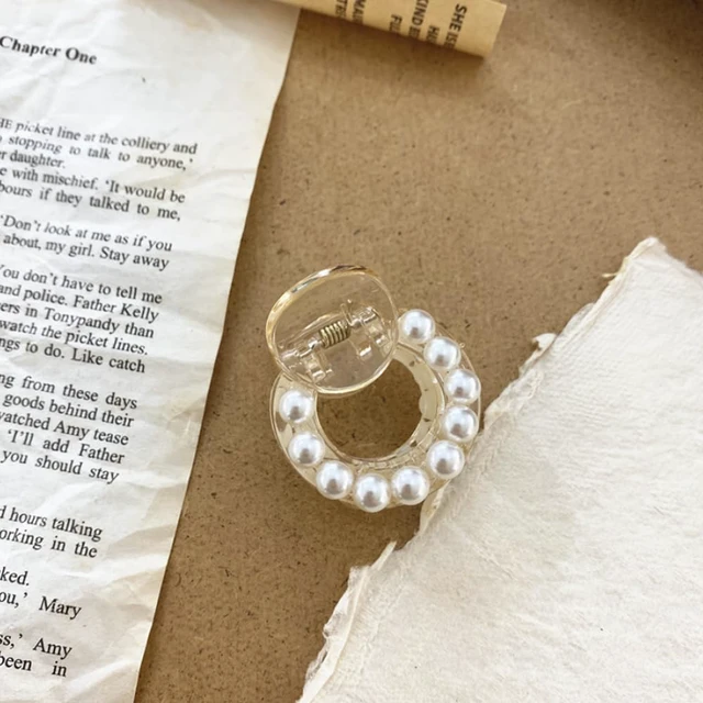 Alt view image 7 of 7 - 4PCS Mini Pearl Hair Claw Clips,Pearl Hair Claw Horsetail Clips Fashion Hair Accessories for Women and Girls Strong Hold Nonslip