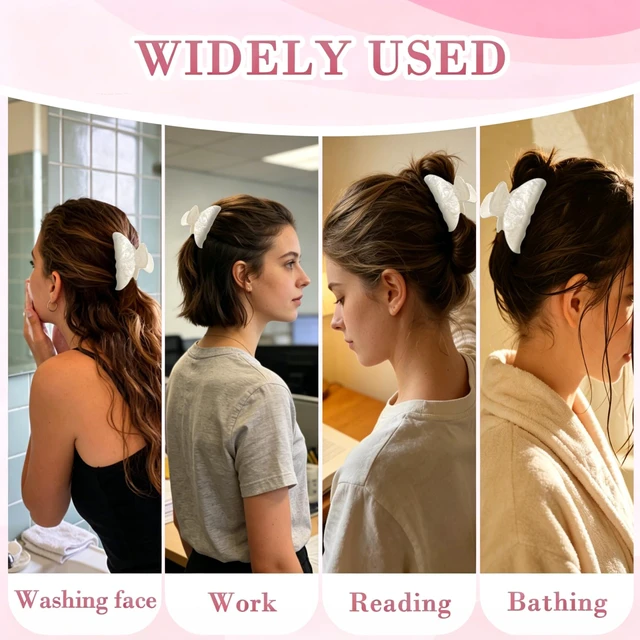 Alt view image 4 of 7 - Acrylic Hair Claw Clip for Women Girls, Marbled Hair Clips Medium Cute Barrettes with Strong Non-slip Hold for Fine Hair, Elegant French Banana Clip for Daily Wear & Travel - Glitter White