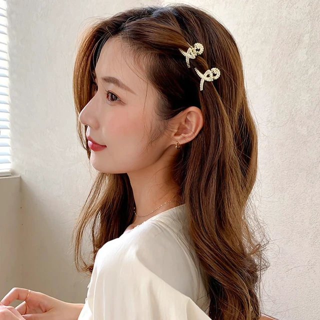 Alt view image 6 of 7 - 8Pcs Pearl Claw Clip Small Hair Clips for Women,Sweet Pearls Barrettes Various Styles Pearl Hair Claw Clips,Non-slip Mini Clawclips Gold Hairclip Decorative Hair Accessories for Women Girl