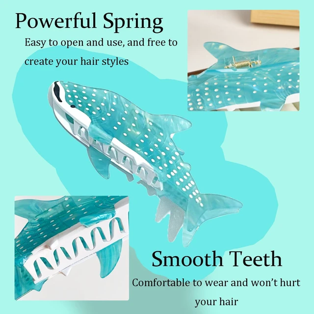 Alt view image 2 of 7 - Whale Shark Hair Clip Fun Animal Claw Clips Cute Ocean Hair Clips Shark Gifts for Women Acetate Claw Clips Hair Accessories for Women Girls