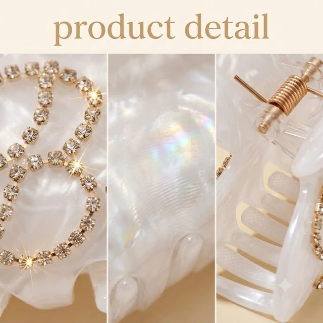 Alt view image 4 of 7 - Bride Claw Hair Clip, White Acrylic Bridal Clip with Rhinestone Lettering | Includes 1 white acrylic claw clip with rhinestone Bride lettering for bridal showers, bachelorette parties and weddings.