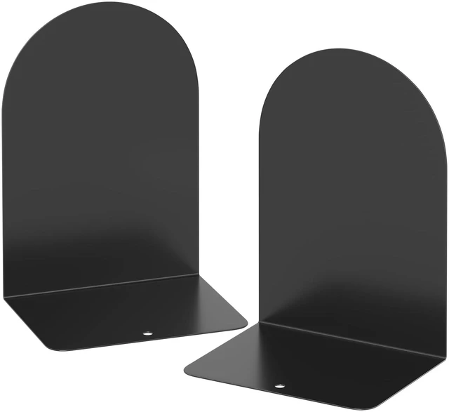 Main image of Bookends 1 Pair, Metal Round Bookends for Shelves, Book Ends for Desk, Book End to Hold Books, Book Stopper, Black Bookend for Home Office