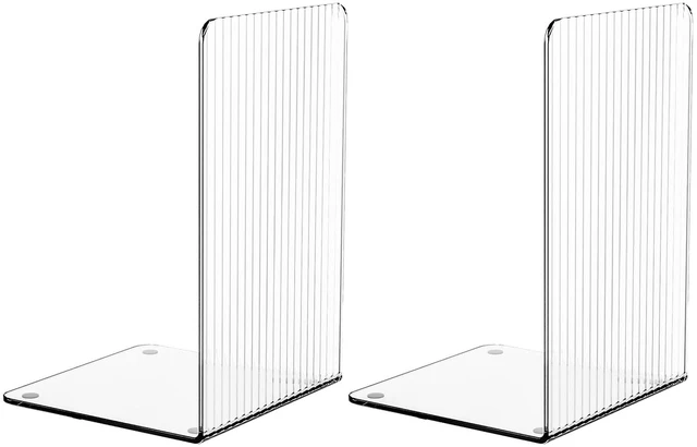 Main image of 1 Pair Clear Acrylic Book Stopper for Shelves for Shelves Decorative,Invisible Bookends with Non-Slip Mats for Heavy Books,Small Acrylic Book Ends for Office School Supplies and Kids Bookshelf
