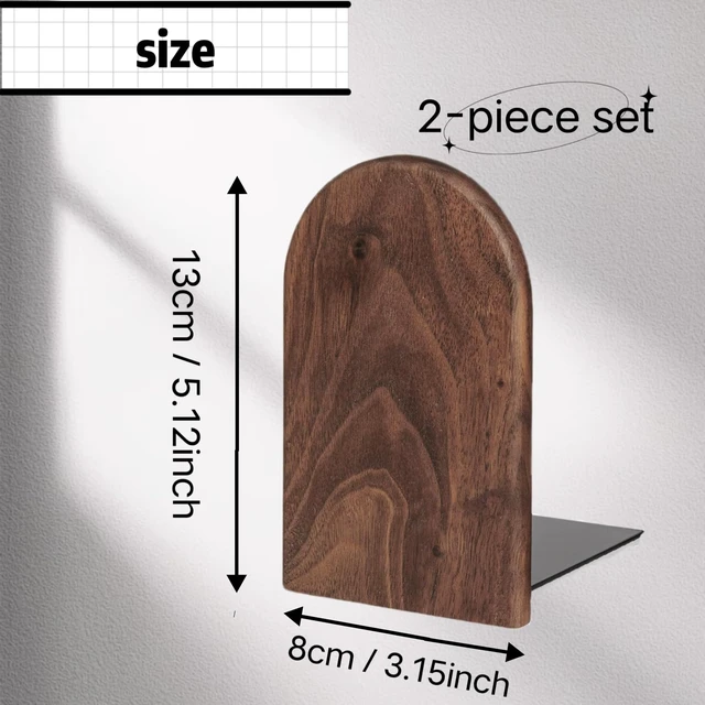 Alt view image 2 of 7 - 2pcs Book Ends for Shelves Heavy Duty Books Bookend Book End Decorative Wooden Book Holders Book Stopper for Shelves Coolest Shelf Bookends for Kids Books Shelf Holder Organizer Accessories